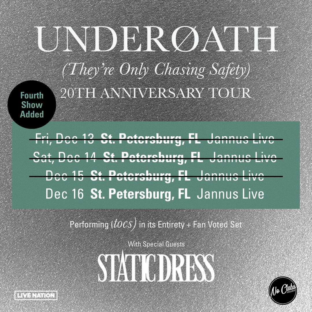 Underoath Static Dress band tour concert tickets Tampa St. Pete