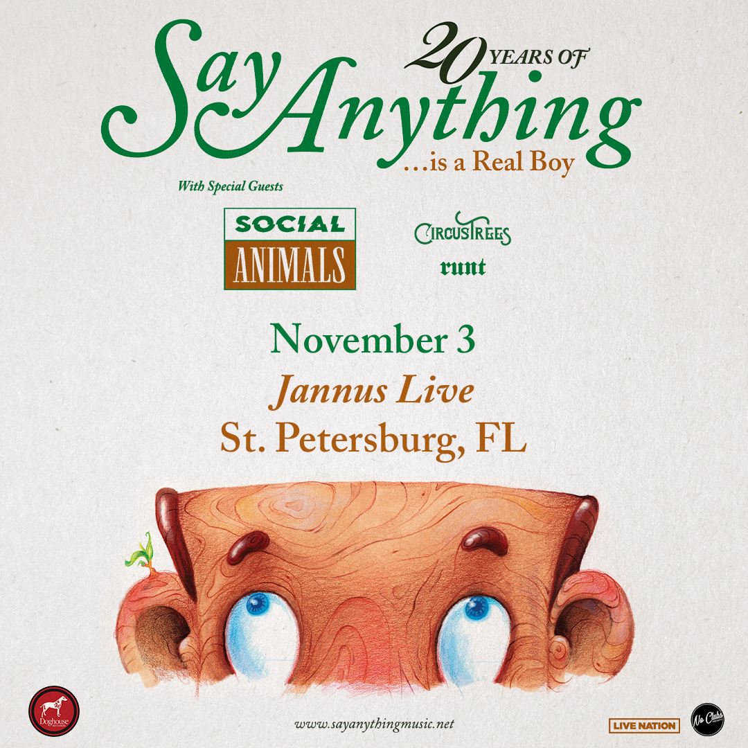 Say Anything Social Animals Circus Trees Runt Is A Boy 20th Anniversary Tour concert tickets bands St. Pete